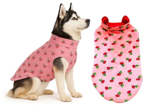 Image of The Pets Company Dog Winter Coat Jacket, Cloth, Windproof, Reversible, Light Weight, Washable, Ultra Warm Thick Fleece Lined Dog Vest for Cold Weather Protection, (Pink Cherry, Med - Large - 22 Inch)