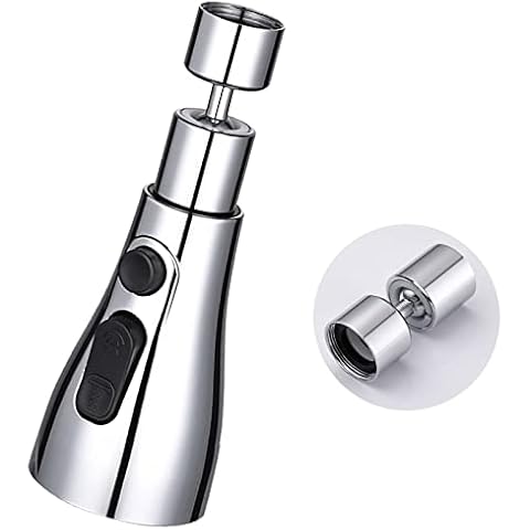 360° Swivel Spout FM22 M24 Kitchen Sink Tap Spray Attachment Head with 3 Modes, Tap Nozzle Aerator Pressurised for Kitchen Sink Replacement with Adapter Filter Accessories, G1/2 Cover