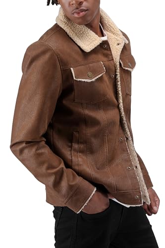 Image of X-Ray Men's Slim Fit Faux-Leather Moto Jacket with Removable Hood