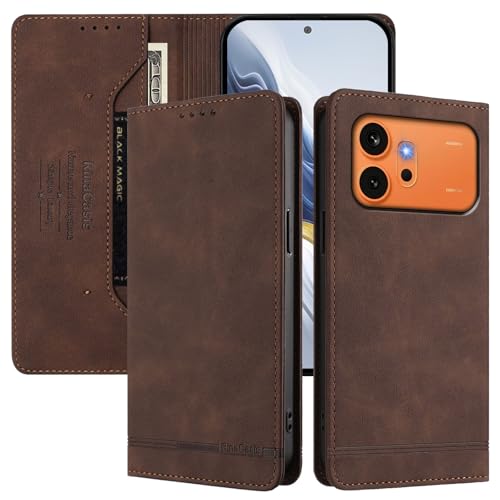 Jiajihua Phone Cover Compatible with Honor 600【RFID Blocking】【Card Holder Magnetic Closure Flip Stand】 Case Brown