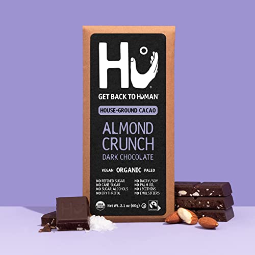 Hu Chocolate Bars | 12 Pack Almond Crunch Chocolate | Natural Organic Vegan, Gluten Free, Paleo, Non Gmo, Fair Trade Dark Chocolate | 2.1Oz Each #TOP6