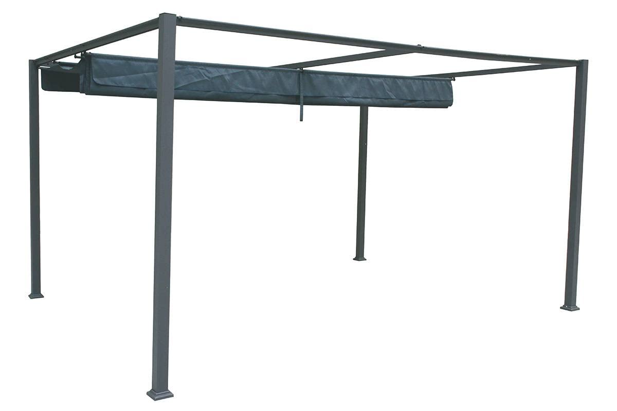 Hespéride - Toldo de Repuesto para cenador Palmeira - Pizarra - Retráctil - Tejido hidrófugo - Rectangular 4x3m - Filtro UV - Resistente a la decoloración