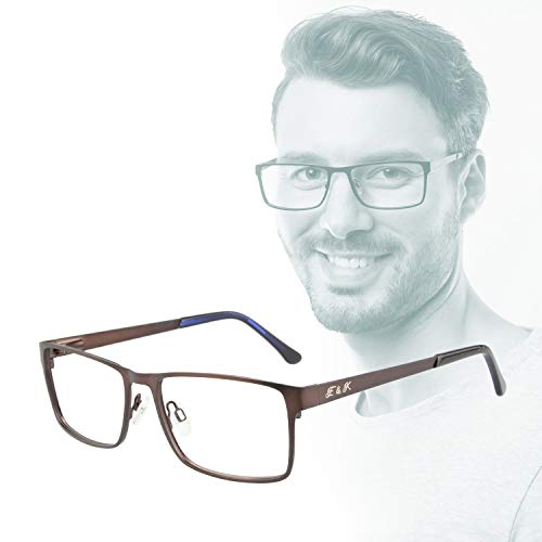 Edison & King Metal Reading Glasses with Premium Lenses and Bluelight Protect â€“ Delightfully Understated (Brown, 2.50 dpt)