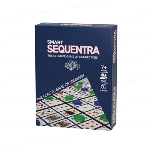 Image of Sequentra Board Game - Classic Strategy Card, Educational Family Fun, Includes Colored Tokens for Kids & Adults 2-6 Players