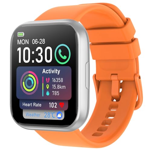 Image of Smart Watch for Men - 1.85 inch HD 2026 Upgraded Fitness Tracker Bluetooth Call and Text Smartwatch with 7 Day Battery 5 ATM Waterproof Heart Rate Sleep Monitor 130+ Sport Modes for Android & iOS (Orange)