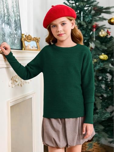 Image of Haloumoning Girls Fall Sweater Kids Ribbed Knit Split Pullover Tops 5-14Y