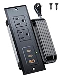 Recessed Power Strip with 20W USB C Port, Fast Charging USB A Port Conference Recessed Outlet, Space-Saver for Furniture Side Table, End Table, Desk Outlet with 6ft Cord, 45° Thin Flat Plug, Black