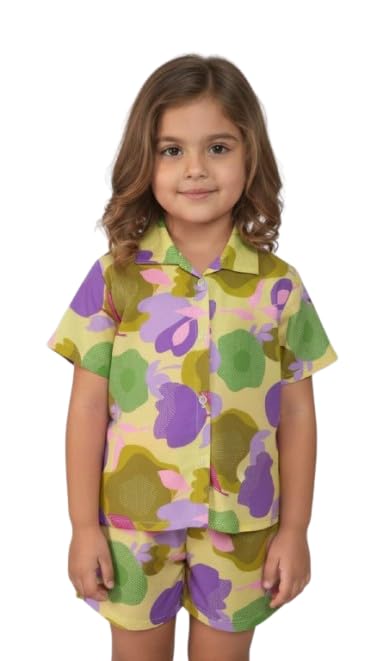 Pure Cotton Shirt & Shorts Set for Baby Girl & Toddlers | Summer Casual Outfit for Girls | Ultra-Soft Half Sleeve Top & Shorts Cord Set for Home, Play & Outing.-image-0