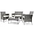 TINKLE WELL 4-Piece Brown Patio Furniture Set – Sectional Wicker Rattan Sofa with Thick Cushions and Table for Garden, Yard, or Porch