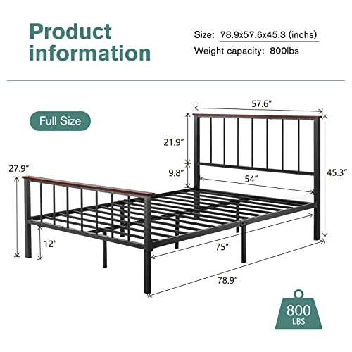 Imusee Full Size Metal Platform Bed Frame With Headboard, Heavy Duty, Mattress Foundation, Multi-Directional Support, No Box Spring Needed, Easy Assembly, Noise Free, Black #TOP1