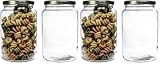 mikken Einmachglas 2er Set 1,7 Liter mit Schraubverschluss (Gold), Vorratsglas, Glasdose inkl. Beschriftungsetiketten (Packung mit 2)