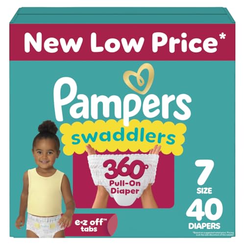 Pampers Swaddlers 360 Pull-On Diapers, Size 7, 40 Count for up to 100% Leakproof Skin Protection and Easy Changes
