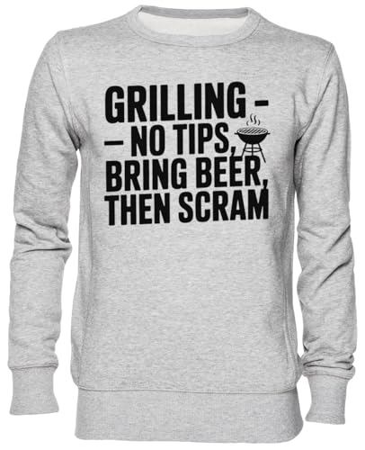Sweat-shirt jersey gris pour ne plus attraper froid près du barbecue en famille