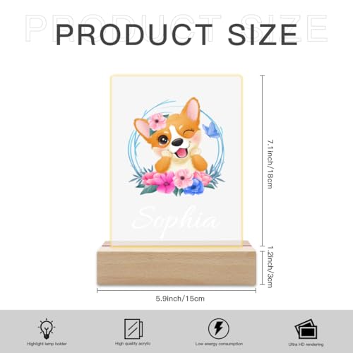 Lámpara de noche personalizada de perro para niños LED miniatura 6