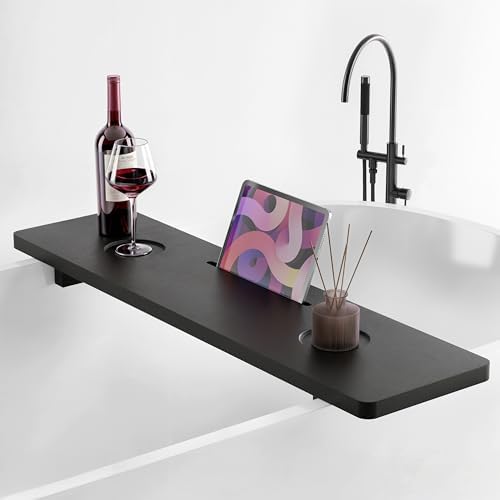Tinamo Black Bathtub Caddy Tray Table | 35x9x2.5 Inch Large Bath ...