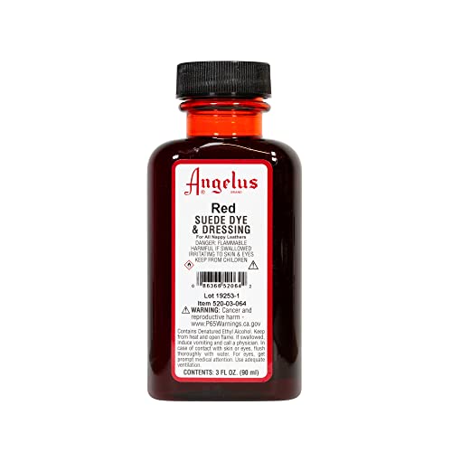 Angelus Suede Leather Dye For Shoes, Boots, Bags, Crafts, Furniture, Nubuck, & More, Red - 3Oz #TOP3