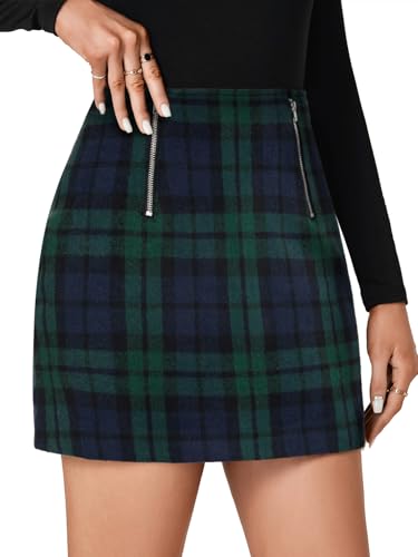 Vrtige Women's Plaid Skirt for Women High Waist A Line Fall Bodycon Pencil Mini Skirt4