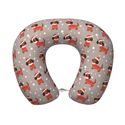 Oreiller de voyage motif teckel de Noël en mousse douce, cadeau idéal - 8