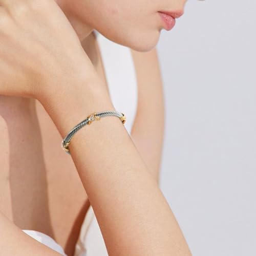 Cuff Bracelets for Women 4.5mm Thin Twisted Cable Wire Bangle - Adjustable Stainless Steel Bangle Bracelet Designer Inspired Jewelry2