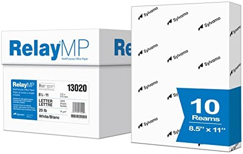 Relay MP, Multipurpose Copy Paper, 20lb, 8.5 x 11, 92 Bright - 10 Ream Carton / 5,000 Sheets (013020C)