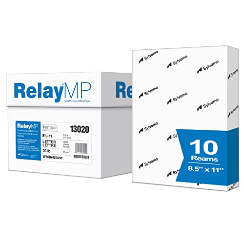 Relay MP, Multipurpose Copy Paper, 20lb, 8.5 x 11, 92 Bright - 10 Ream Carton / 5,000 Sheets (013020C) by Relay - Used condition - US$23.89