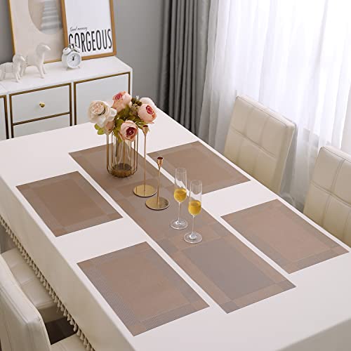 Image of HOKIPO PVC Placemats with Runner for Dining Table 4 Seater (AR3289)