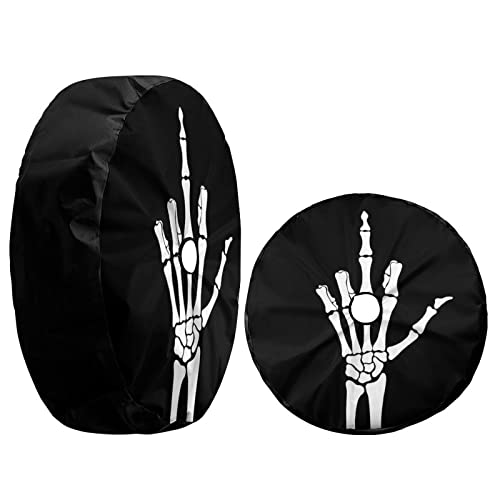 Image of Delerain Spare Tire Cover with Backup Camera Hole Skeleton Middle Finger Wheel Covers Waterproof Dust-Proof UV Sun Universal Fit for Jeep Trailer RV SUV Truck (17 Inch for Diameter 31 inch-33 inch)