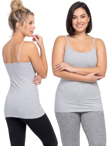 Image of Women's Long Cotton Camisole Spaghetti Strap Tank Top