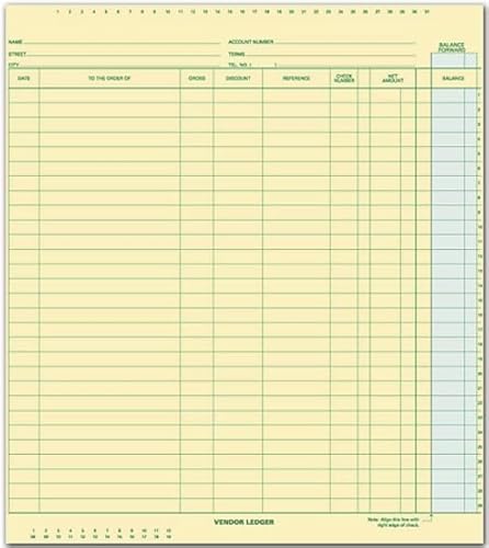 5Forms 130031N Vendor Ledger 11 x 9 3/4