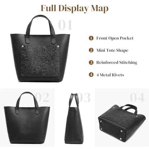 Bolso Tote Mini de Cuero S-ZONE con Correa Ajustable miniatura 6