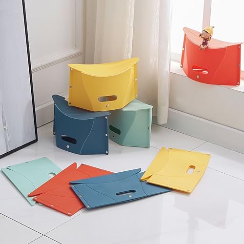 Wind Tour Portable Folding Stool Outdoor Camping Plastic Chair Ultra-Thin Paper Short Stool Used As Shopping Basket (Blue)