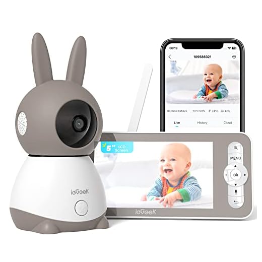 ieGeek 5” 2K/3MP Camara Vigilancia Bebe, 360° PTZ Vigilabebes con Camara y Vista Previa de Pantalla Dual, Detección de Movimiento, Audio de 2 Vías, Visión Nocturna, Control de Monitor y Movil