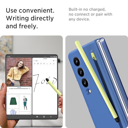 Coque Samsung Z Fold 4 avec stylet S et protège-écran bleu ciel