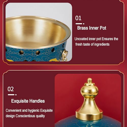 Olla tradicional china de cobre esmaltado para fondue miniatura 3