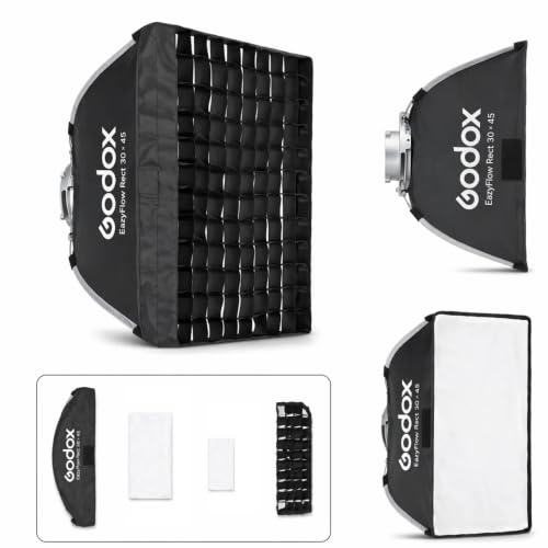1-Second Quick Setup Portable Softbox with Bowens Mount, Professional Lighting Modifier with Grid & Diffuser for Camera Photography, YouTube, Video, Portrait and Studio(softbox 12x18) - image 1