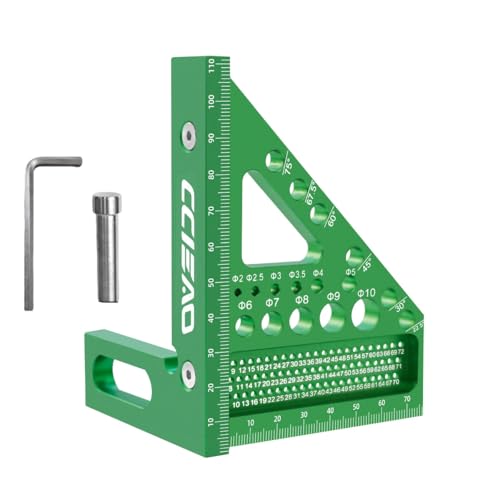 3D Multi-Angle Measuring Ruler, Carpenter Square Protractor 22.5-90 Degree with Position Pin, Aluminum Alloy Miter Triangle Ruler Layout Measuring Tools, Woodworking Tool (Metric)