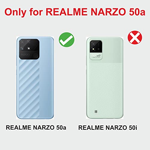 Image of Compatible with Realme Narzo 50A Flip Cover | Leather Finish | Inside Pockets & Inbuilt Stand | Shockproof Wallet Style Magnetic Closure Back Cover Case