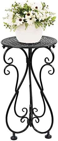 NAKUPE Metal Plant Stand, 17" Tall Heavy Duty Flower Pot Stand, Single Planter Holder for Indoor, Outdoor, Patio, Balcony, Porch, Garden, Black(1 Pack)