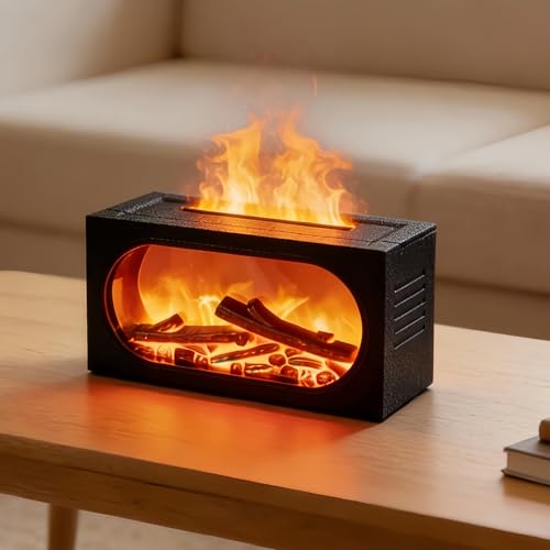 XWLEYW Fireplace Essential Oil Diffuser Black