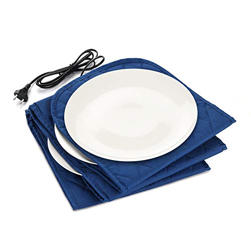 Navaris XXL Tellerwärmer elektrisch - 34 x 30 x 3 cm - für bis zu 10 Teller mit je 32 cm Durchmesser - 200 Watt - Gastro Teller Wärmer in Blau – Bild 6