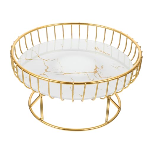 Gatuida Cestino Per Frutta in Filo Metallico Dorato Grande, Vassoio Portaoggetti Multiuso Per Cucina e Tavolo, Centrotavola Decorativo Vintage Per Frutta e Snack