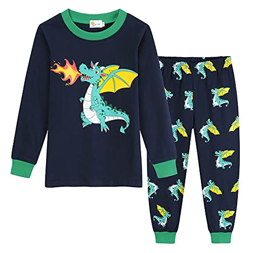 Cicano Pyjama pour garçon 100 % coton imprimé dinosaure phosphorescent à manches longues Vêtements Cover