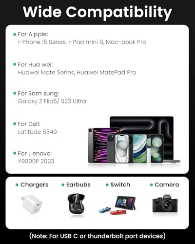 Image of Verilux USB C to USB C Retractable Cable, 3.3ft PD 240W Type C Charging Cable Data Cable, Lightweight and convenient, Compatible with iPhone 15 /Pro /Plus, Galaxy Z Flip5 /S23, Mac-book Pro (Black)