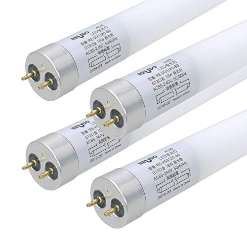 【広配光高効率】直管形LED蛍光灯40形(120cm) 昼光色 18W ノンフリッカー 2300lm Ra82 ビームアングル320度 全周乳白ガラス管 (4本セット)