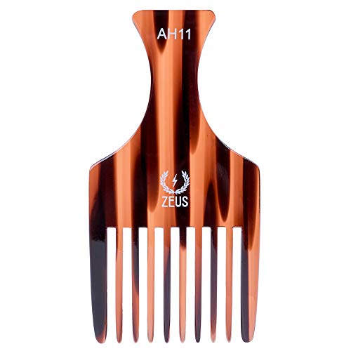 Zeus Large Beard Pick, Best Handmade Afro Pick, Anti-Static & Anti Frizz, Thick & Curly Hair Tool, 5.25" - Ah11 #TOP8