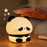 uraqt luce notturna bambini, silicone lampada notturna con sensore tattile, panda carina luci cameretta bambini con funzione timer 30 minuti, dimmerabile e ricaricabile, per bambini neonato regalo