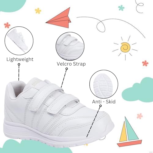 Image of TRASE School Shoes Black for Boys and Girl | Premium Light Weight EVA Sole | White and Black Colors Available| Without Laces 5 Years to 16 Years