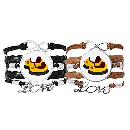 Bracelet amour couple cuir corde parc d'attractions avec auto tamponneuse