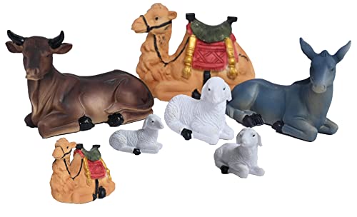Image of KariGhar 7 pcs (6 inch )Animals Set for Christmas Nativity Scene /Crib Set Decoration & Various Other Decoration & Gifting. A0071,Multicolor