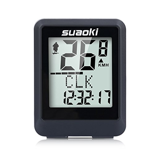 SuaokiTM - Contatore da bicicletta, wireless, odometro, display retroilluminato e multifunzione con distanza, velocità, tempo, calorie, temperatura, CO2, ecc.